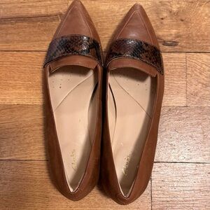 Clark brown triangle flats with alligator detail